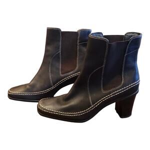 Aerosoles Dark‎ Brown Leather Heeled Boots Size 9.5